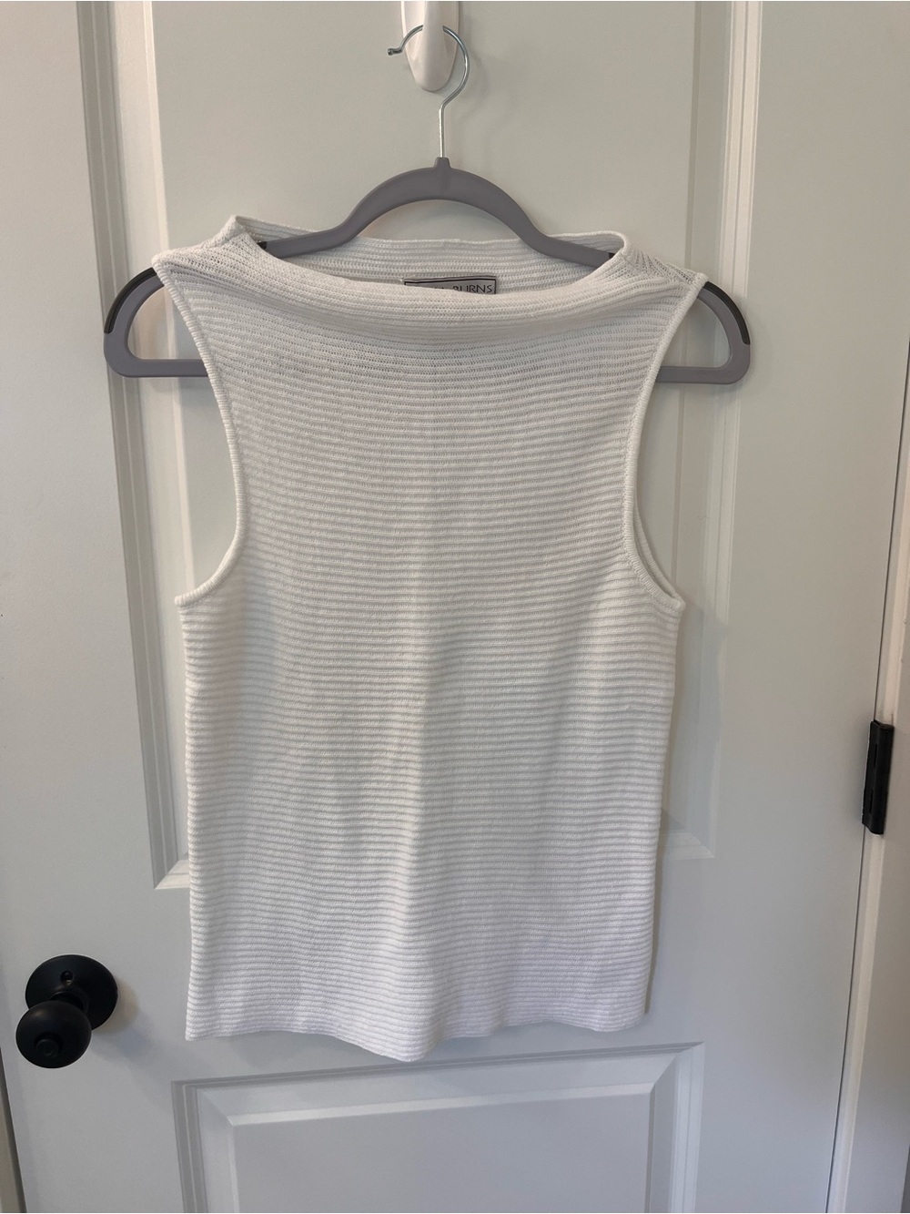 Lucia Burns Sleeveless Ribbed Knit Tank Top - White